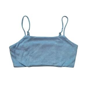 7 For All Mankind light blue cropped terrycloth bralette top size M NWT
